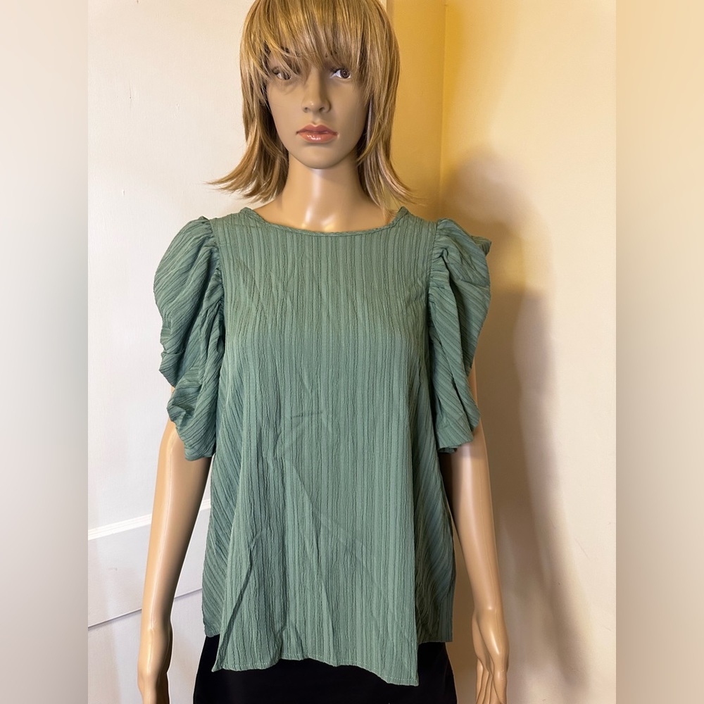 NWOT - SHEIN Women Green Solid Blouse - Size XL